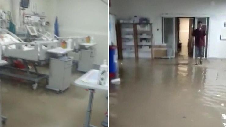 Hastaneyi sel bastı Hastalar böyle tahliye edildi