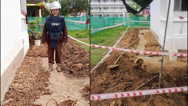 Kamboçyada okul bahçesinde patlamamış binlerce askeri mühimmat bulundu