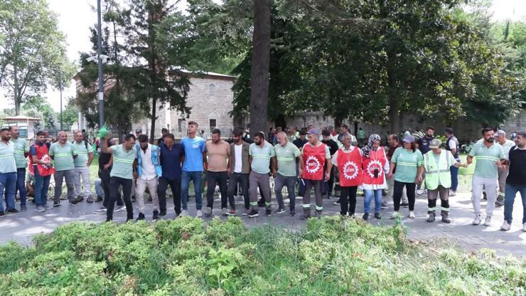 Saraçhanede toplanan işçiler İBB’yi protesto etti