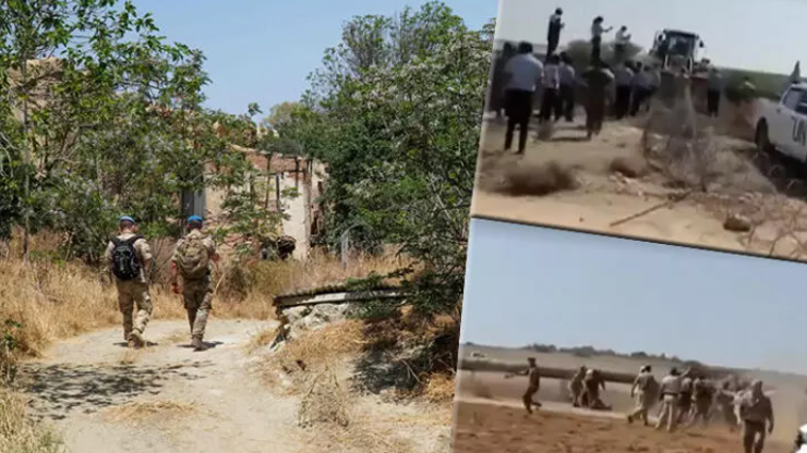 Kıbrısta yol çalışması gerilimi BM askerleri ile Türk askerleri karşı karşıya geldi