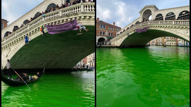 Venedikteki Büyük Kanalın suyu yeşile boyandı: Artık yeter