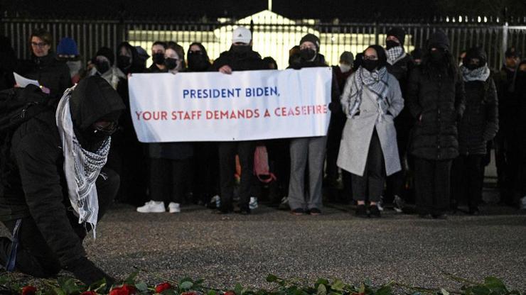 Biden yönetimi çalışanlarından Beyaz Saray önünde ateşkes çağrısı
