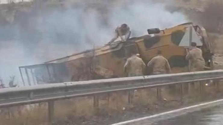 Mardinde, zırhlı askeri araç şarampole devrildi: 2 yaralı