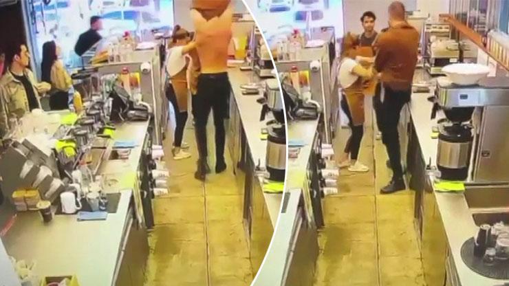 Baristaya gülücük dayağı! Tişörtünü çıkarıp dövdü