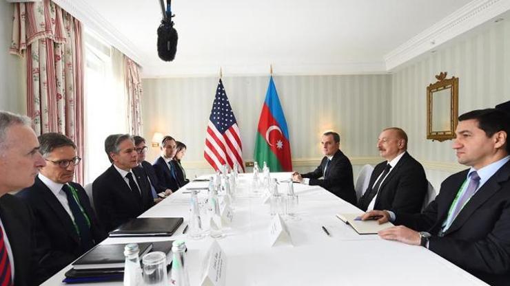 Azerbaycan Cumhurbaşkanı Aliyev, ABD Dışişleri Bakanı Blinken ile bir araya geldi