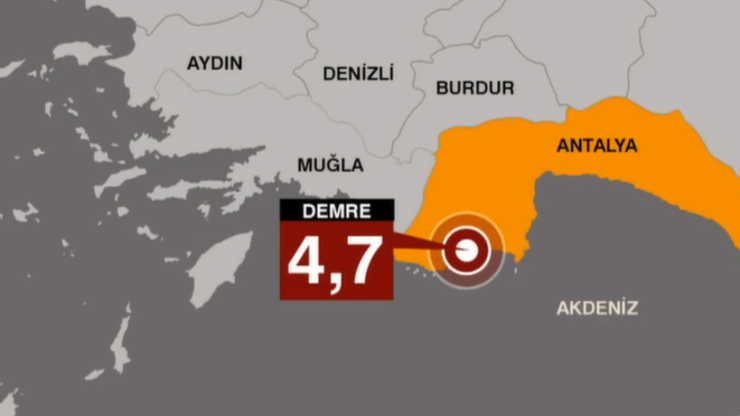 Antalyada 4.7 büyüklüğünde deprem