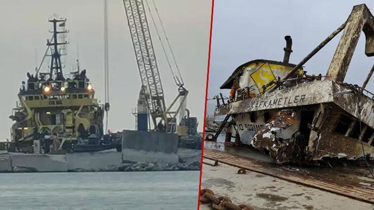 Zonguldakta batmıştı: Kafkametler gemisinin kaptan köşkü denizden çıkarıldı