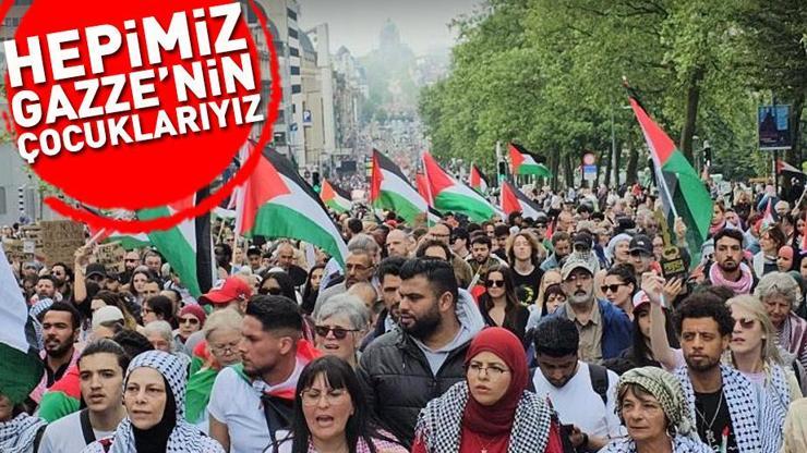 Brüksel’de binler Filistinliler için yürüdü: Hepimiz Gazzenin çocuklarıyız