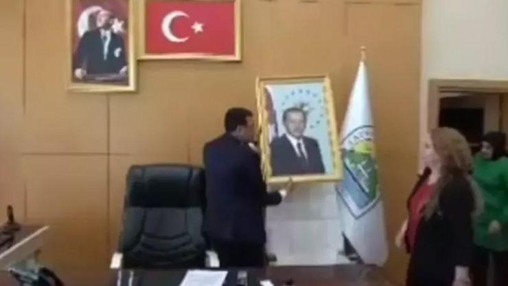 DEM Partili başkan Cumhurbaşkanı Erdoğanın fotoğrafını indirdi