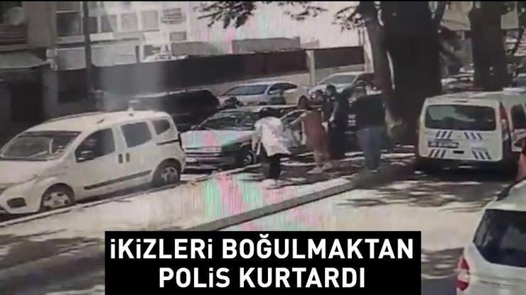 Araçta bırakılan ikizleri ölümden polis kurtardı