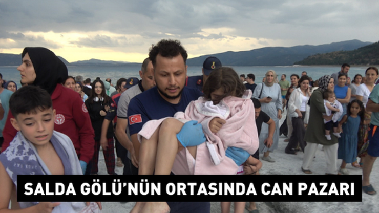 Salda Gölünün ortasında can pazarı Küçük kızı ölümün kıyısından kurtardılar