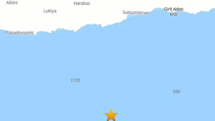 Akdenizde 4.1 büyüklüğünde bir deprem meydana geldi