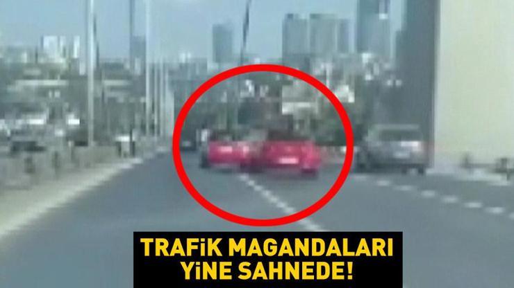 İstanbulda köprüde tehlikeli inatlaşma Trafik magandaları yine sahnede