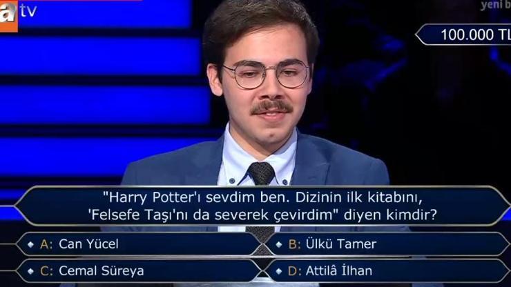 Son dakika: Harry Potter Felsefe Taşını çeviren kimdir Kim Milyoner Olmak İster sorusu: Can Yücel, Ülkü Tamer...