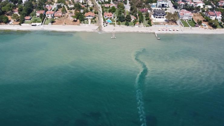 Büyükçekmece'de denizin rengi kahverengiye döndü Büyükçekmece'de denizin rengi kahverengiye döndü
