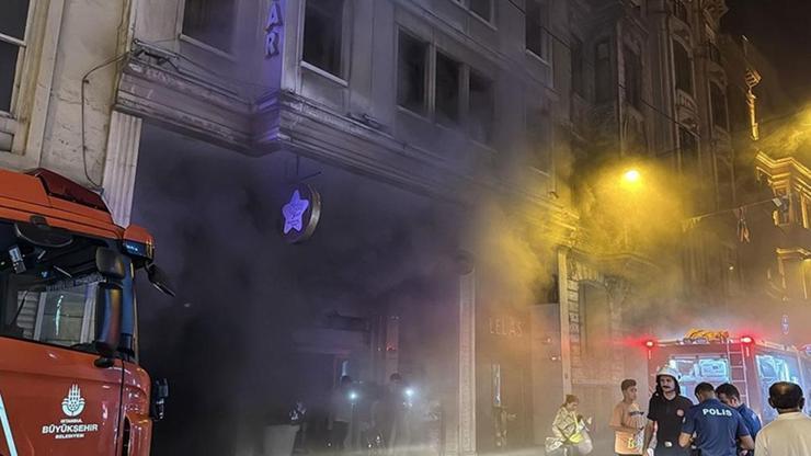 Beyoğlunda 9 katlı otelde korkutan yangın