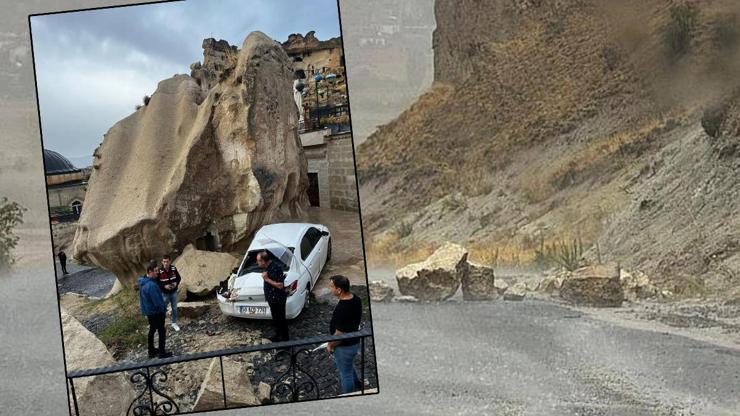 Kapadokyayı sel vurdu Dağdan kopan kayalar dehşet saçtı