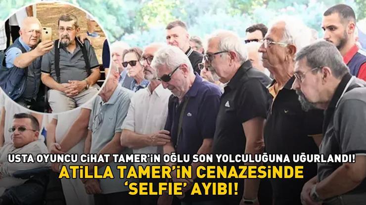 Mahallenin Muhtarlarının Muhtar Beyi Cihat Tamerin oğlu son yolculuğuna uğurlandı Atilla Tamerin cenazesinde selfie ayıbı