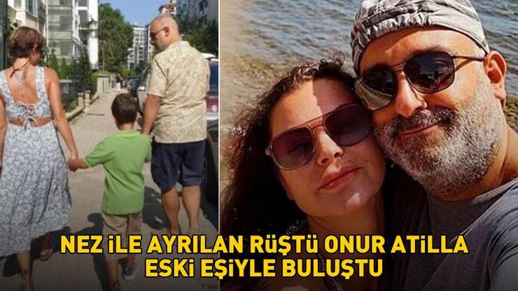 ESKİ EŞİYLE BULUŞTU Nez ile ayrılan Rüştü Onur Atilla, Sinem Ayyıldızla okula başlayan oğulları için bir araya geldi