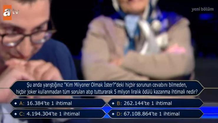 5 milyon liralık ödülü kazanma ihtimali Kim Milyoner Olmak İsterde zor soru