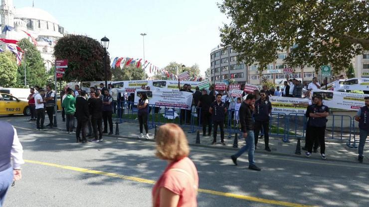 İBBden ödemelerini alamadıklarını iddia eden özel halk otobüsü sahiplerinden eylem