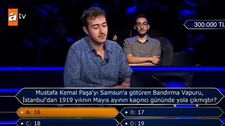 Bandırma Vapuru, Mayıs ayının kaçıncı gününde yola çıktı Kim Milyoner Olmak İster sorusu