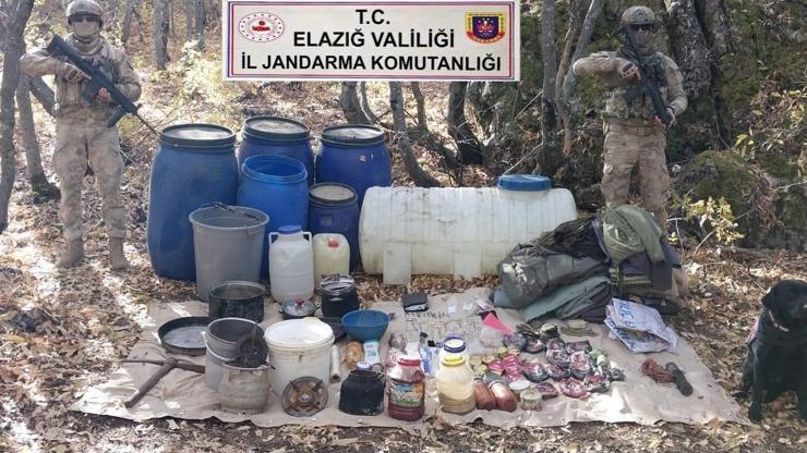 Elazığ'da terör örgütü PKK'ya ait yaşam malzemeleri ele geçirildi