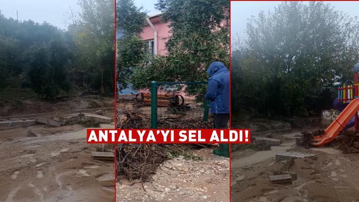 Turuncu kod verilmişti Antalyayı sel aldı: Okulun bahçe duvarı yıkıldı, 5 yıldızlı oteli su bastı