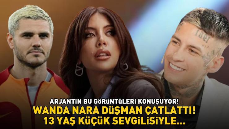 Galatasarayın yıldızı Icardi ile boşanma sürecinde olan Wanda Nara düşman çatlattı 13 yaş küçük sevgilisi L-Ganteyi böyle öptü