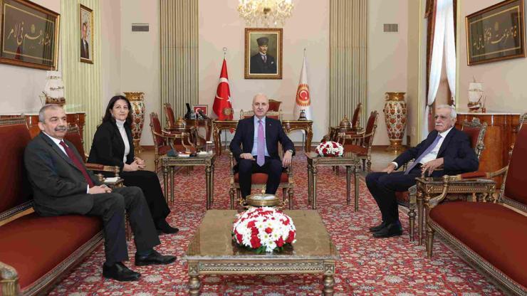 TBMM Başkanı Kurtulmuş, DEM Parti heyetini kabul etti: İşte görüşmeden ilk kareler