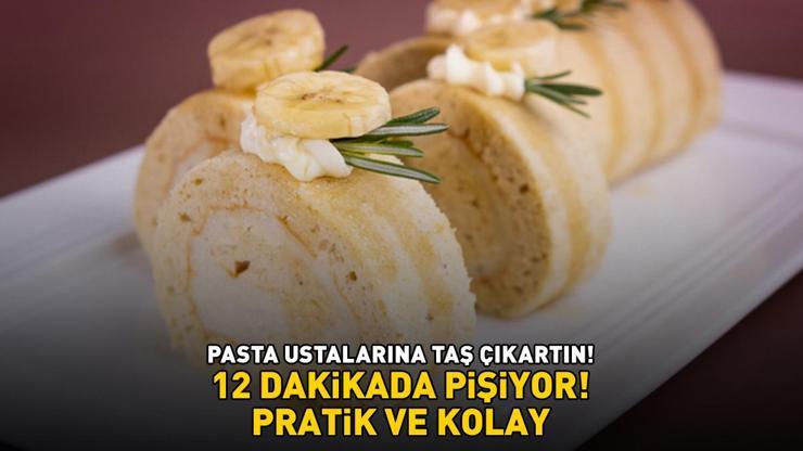 Sadece 12 dakikada pişiyor Yiyen bir tabak daha istiyor İşte pratik ve kolay muzlu rulo pasta tarifi...