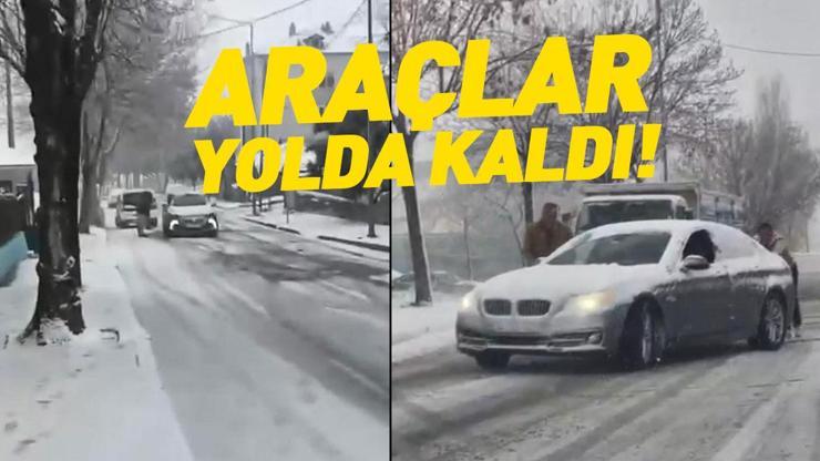 SON DAKİKA... İstanbulda kar yağışı Araçlar yollarda kaldı