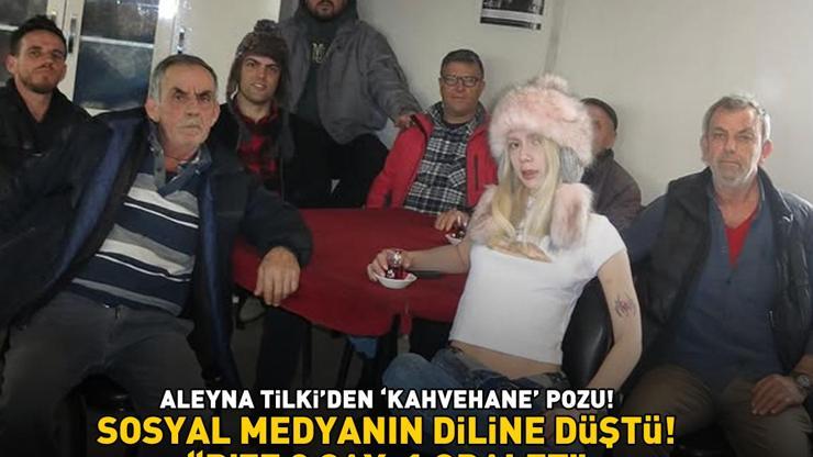 Aleyna Tilki pembe kürklü şapkasıyla kahvehaneye girdi, sosyal medyanın diline düştü: Bize 2 çay 1 oralet