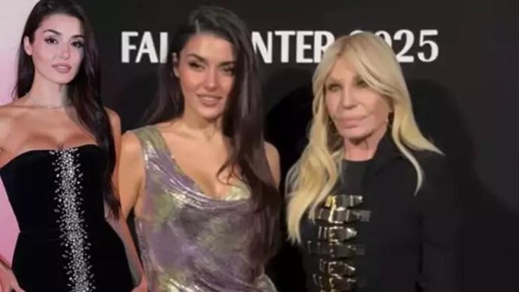 Hande Erçel Milanoda Donatella Versace ile yan yana