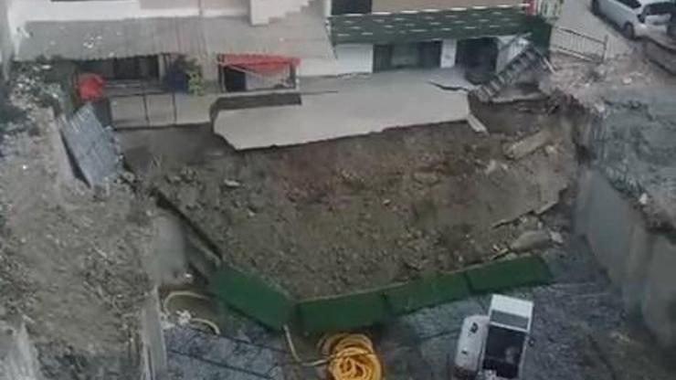 İstanbul - Güngören’de 6 katlı binanın yanında toprak kayması: Bahçe çöktü, binada çatlaklar oluştu