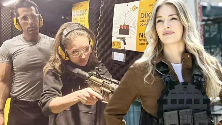 Rıza Babanın yeni gözdesi... Sevgilisi Yasemin Allena atış eğitimi verdi