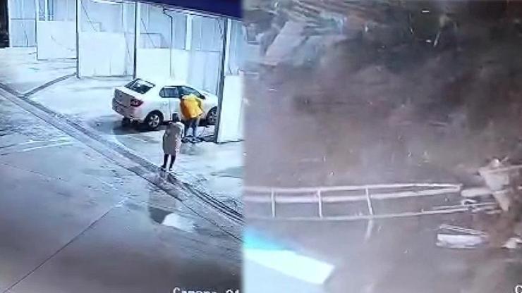 Samsun’daki heyelan anı güvenlik kamerasına yansıdı