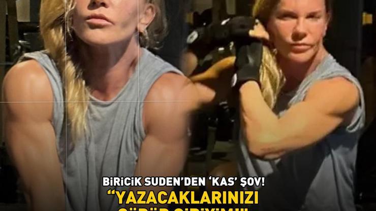 Mazhar Alansonun eşi Biricik Sudenden kas şov: YAZACAKLARINIZI GÖRÜR GİBİYİM