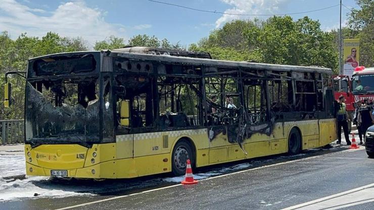 Sarıyerde korku dolu anlar İETT otobüsü küle döndü