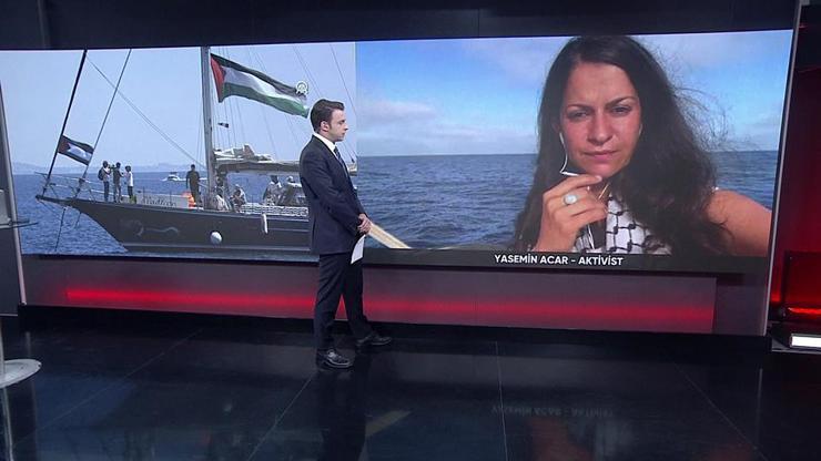 Dünyanın gözü bu yardım gemisinde Türk aktivist CNN TÜRKe canlı bağlandı, yolculuğu anlattı