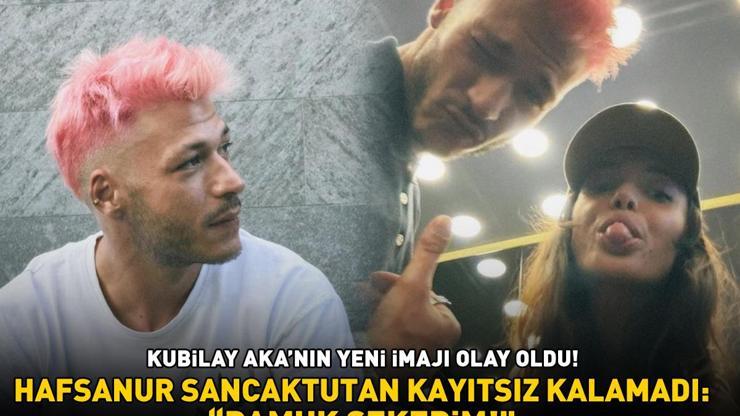 İnci Tanelerinin yıldızı Kubilay Aka saçlarını pembeye boyattı Hafsanur Sancaktutan kayıtsız kalamadı: PAMUK ŞEKERİM
