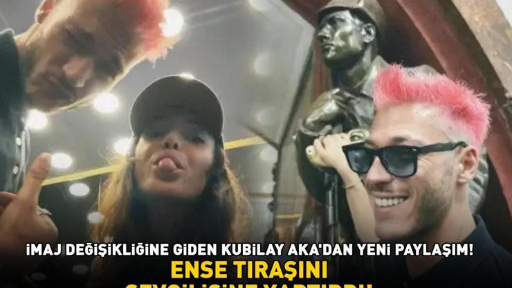 SAÇLARINI PEMBEYE BOYATMIŞTI İnci Tanelerinin Cihanı Kubilay Aka, ense tıraşını sevgilisi Hafsanur Sancaktutana yaptırdı