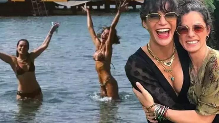 Berrak Tüzünataç ve Özge Özpirinçciden Bodrumda Keyifli Deniz Pozu