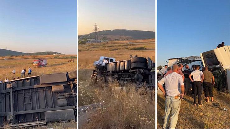 Kuzey Marmara Otoyolunda TIR devrildi: 2 ölü