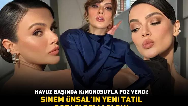 YENİ TATİL ROTASI BELLİ OLDU Uzak Şehirin Alyası Sinem Ünsal havuz başında kimonosuyla poz verdi