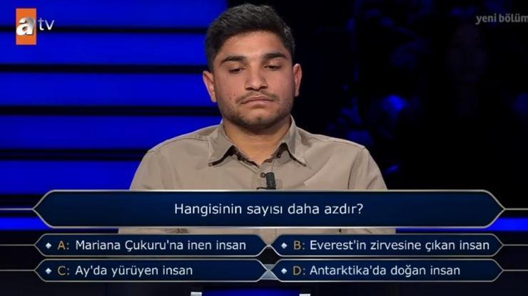 Kim Milyoner sorusu: Hangisinin sayısı daha azdır? Mariana Çukuru'na inen insan Kim Milyoner sorusu: Hangisinin sayısı daha azdır? Mariana Çukuru'na inen insan