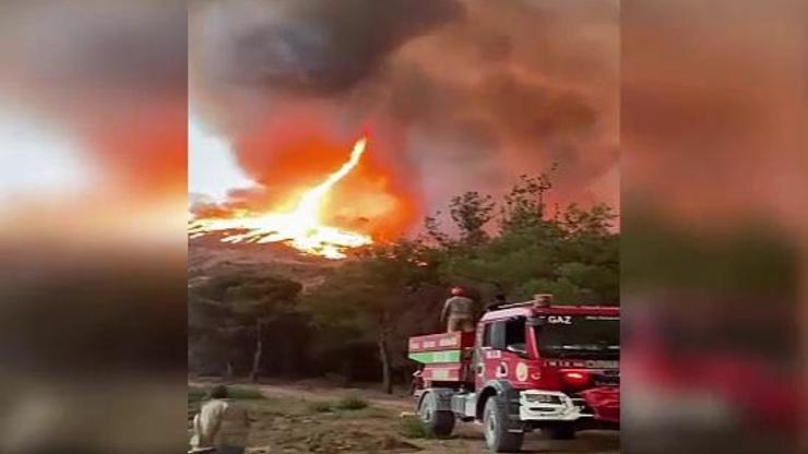 Bilecikteki yangının dehşeti böyle görüntülendi: Ateş hortumu oluştu