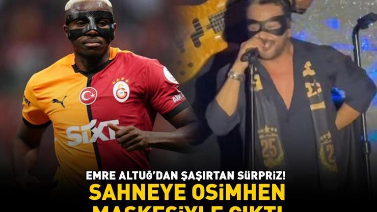 Emre Altuğdan şaşırtan sürpriz Galatasarayın yıldızı Victor Osimhen ile özdeşleşen ikonik maskeyle sahneye çıktı
