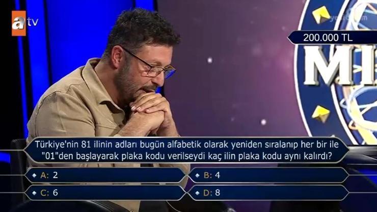 Kaç ilin plaka kodu aynı kalırdı? Kim Milyoner Olmak İster'de plaka sorusu! Kaç ilin plaka kodu aynı kalırdı? Kim Milyoner Olmak İster'de plaka sorusu!