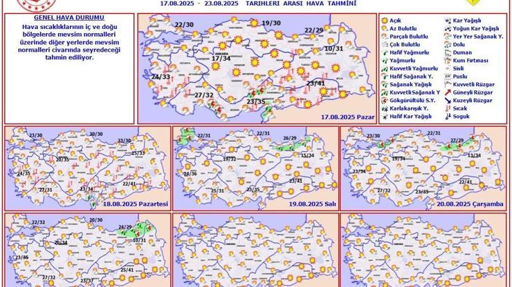 Meteoroloji: Hava sıcaklıkları iç ve doğu bölgelerde mevsim normalleri üzerinde seyredecek